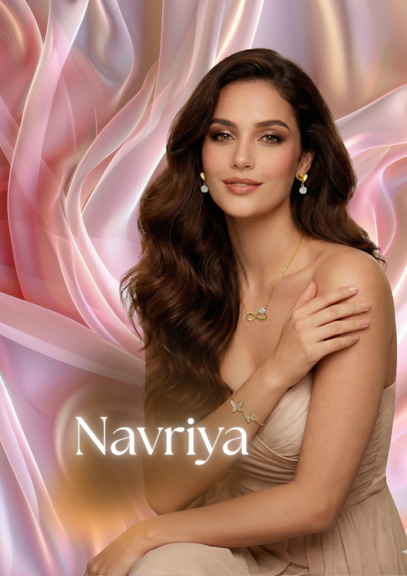 Navriya jewellery styled on blush silk