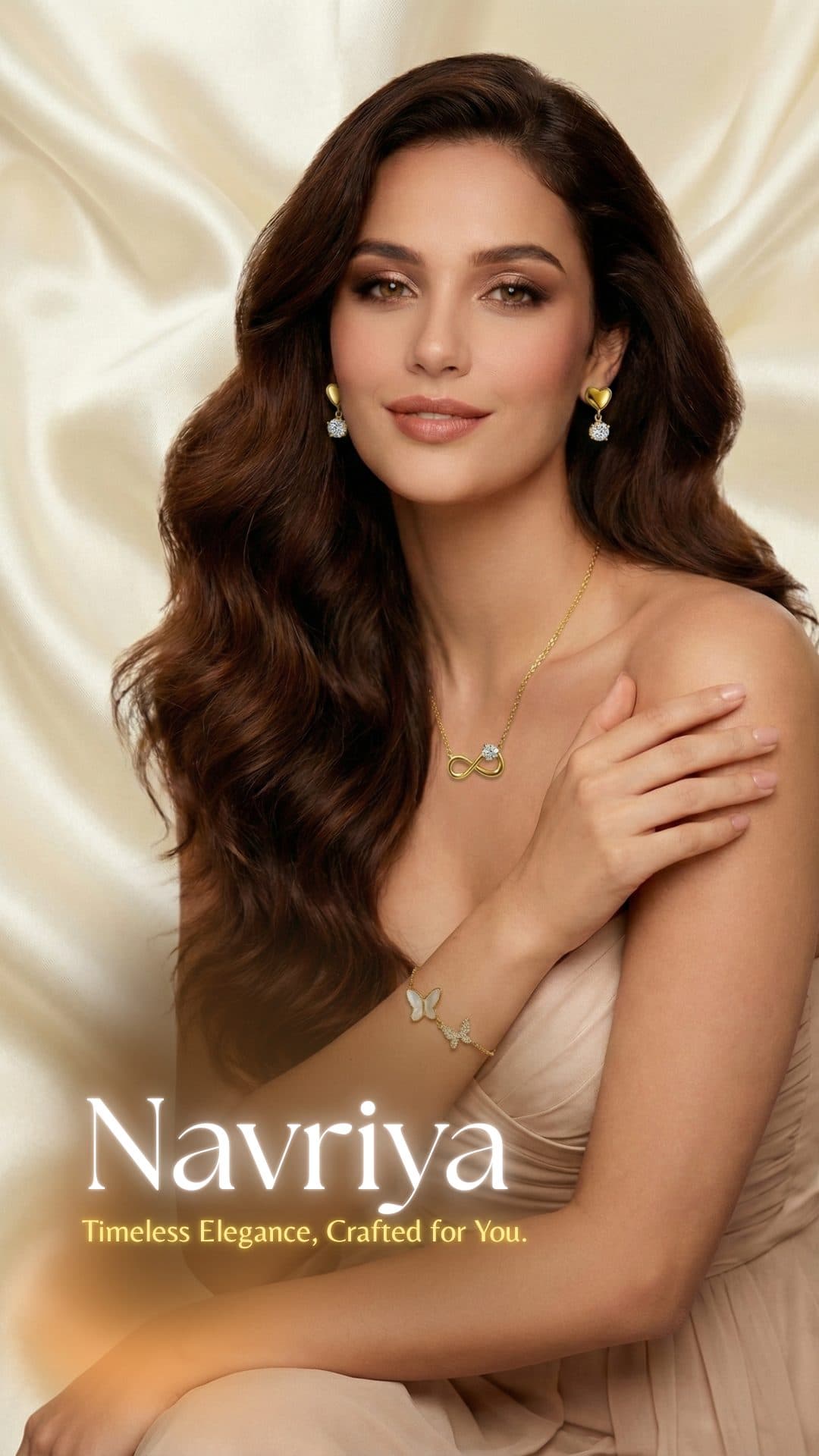 Navriya jewellery styled on ivory silk