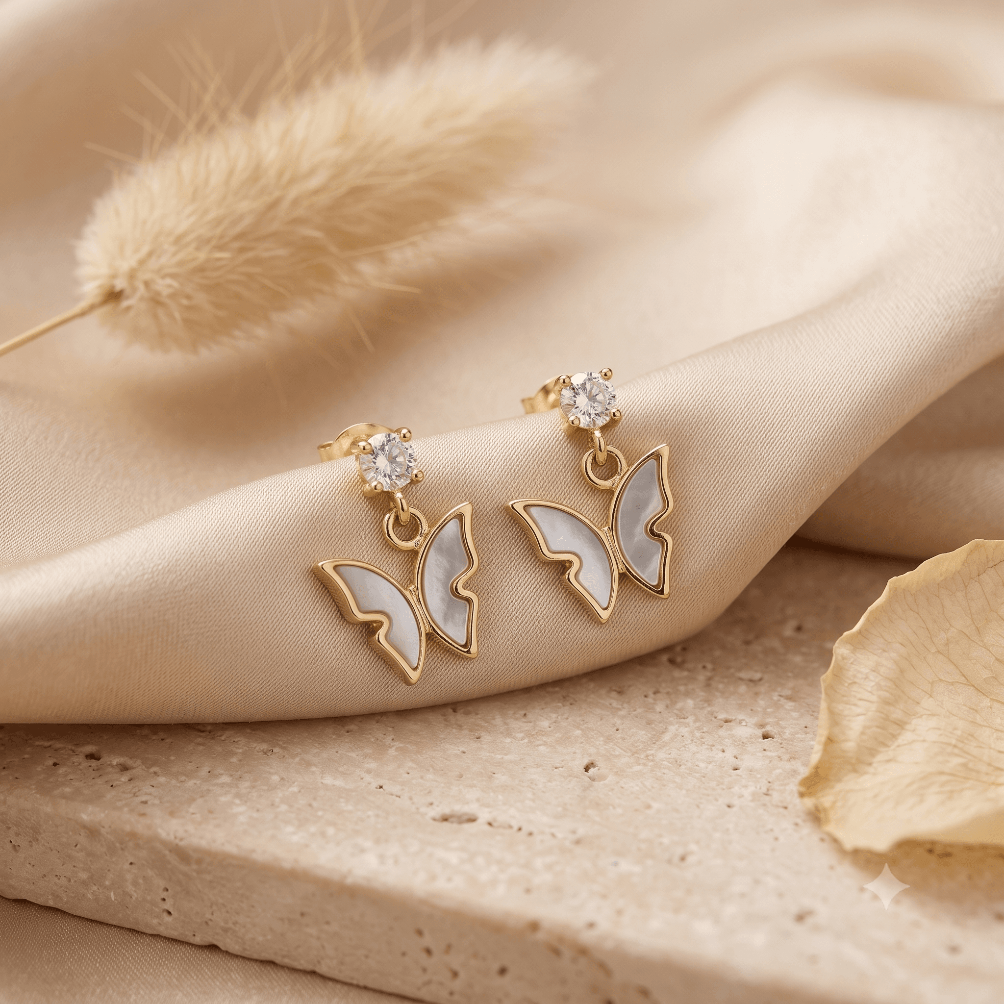 Pearl Butterfly Drop Earrings