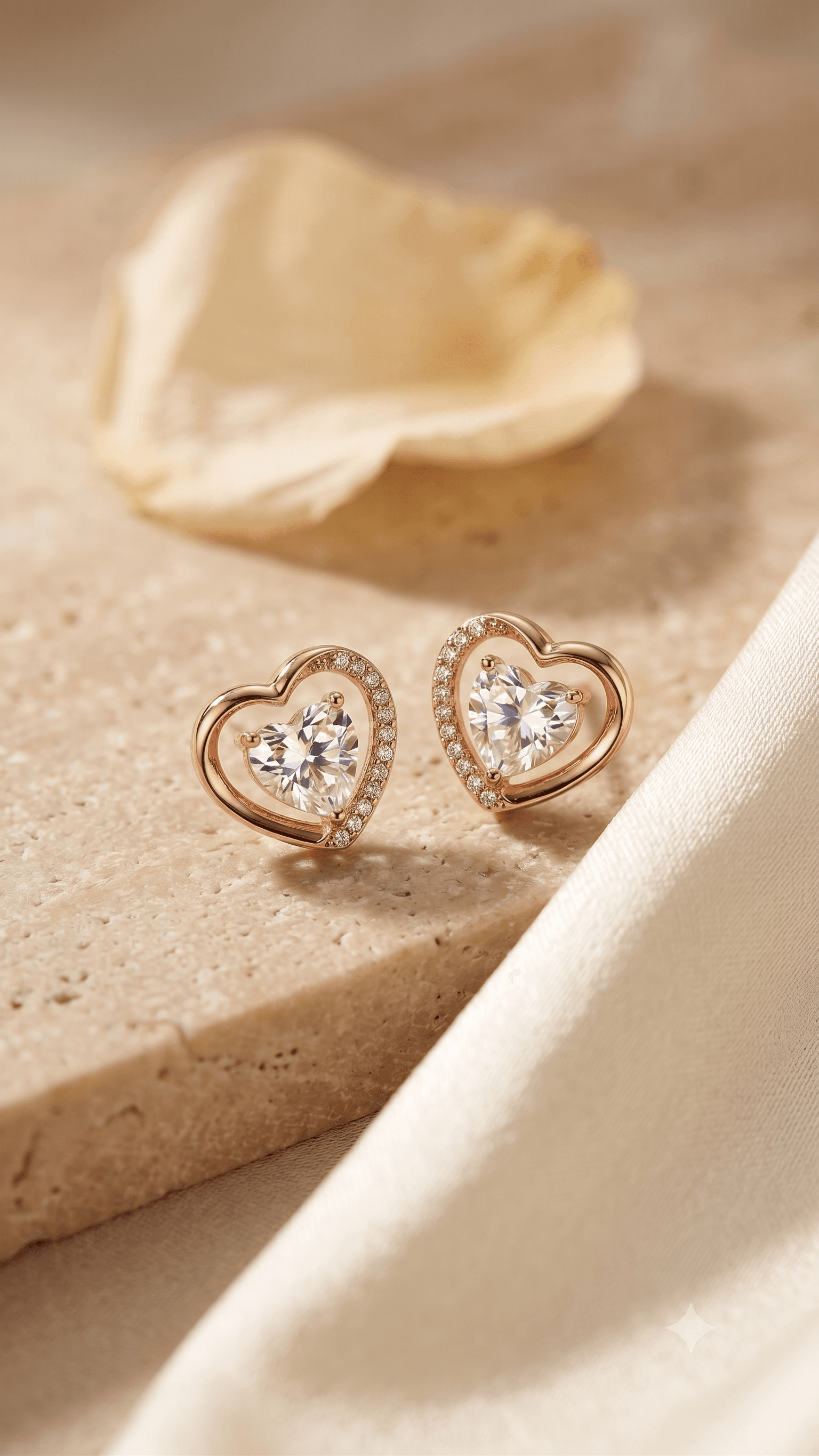 Heart Halo Stud Earrings